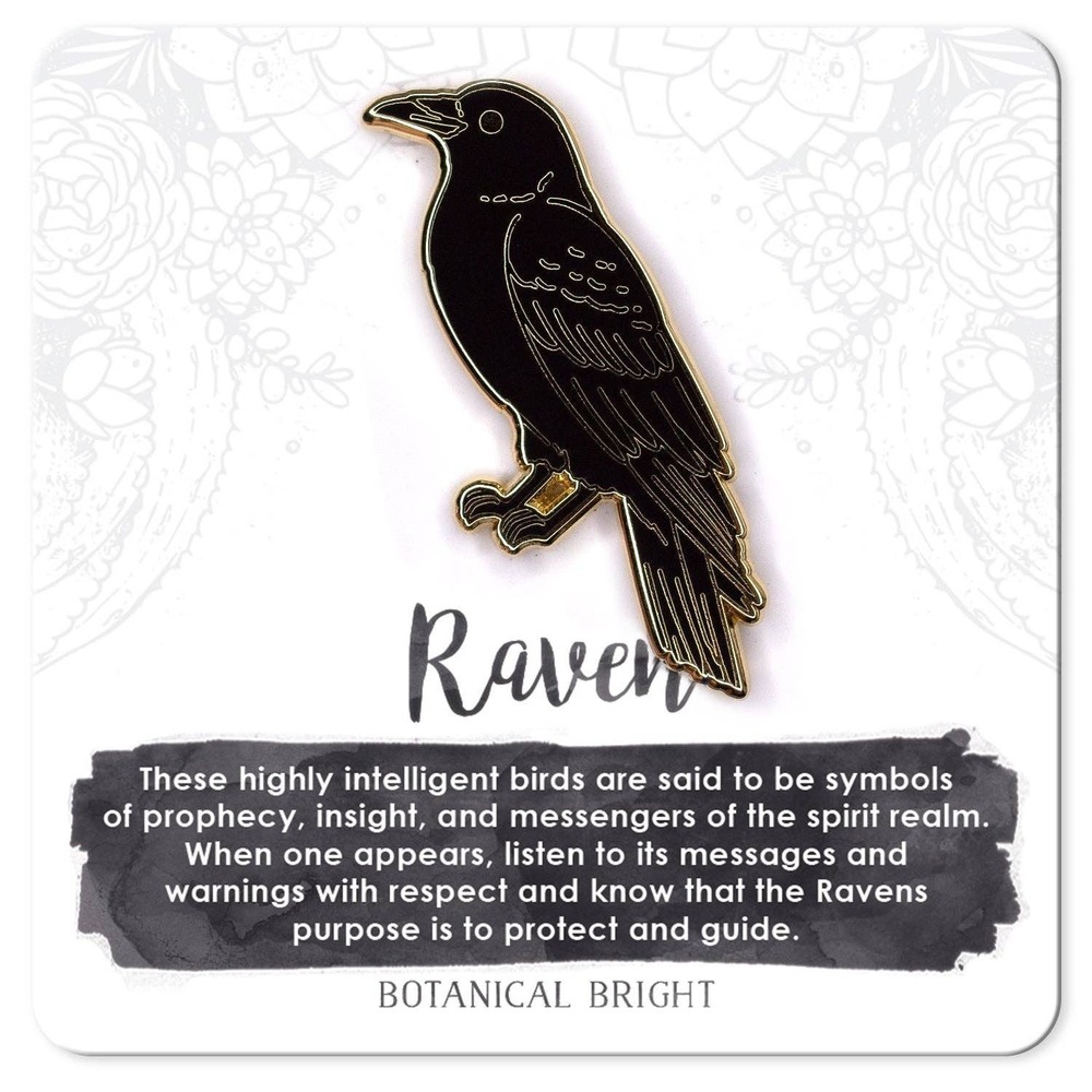 Raven Bird Enamel Pin - Gold Plated Nature Jewelry - Animal‎ & Wildlife Brooch